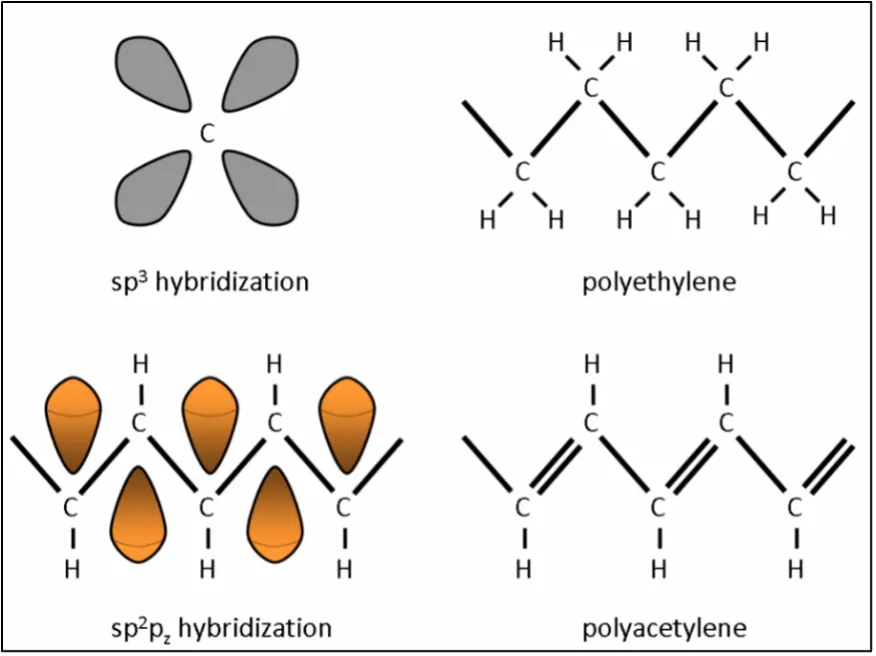 Molecular structure of polyethylene and polyacetylene