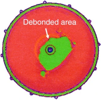Incomplete solder bonded target.