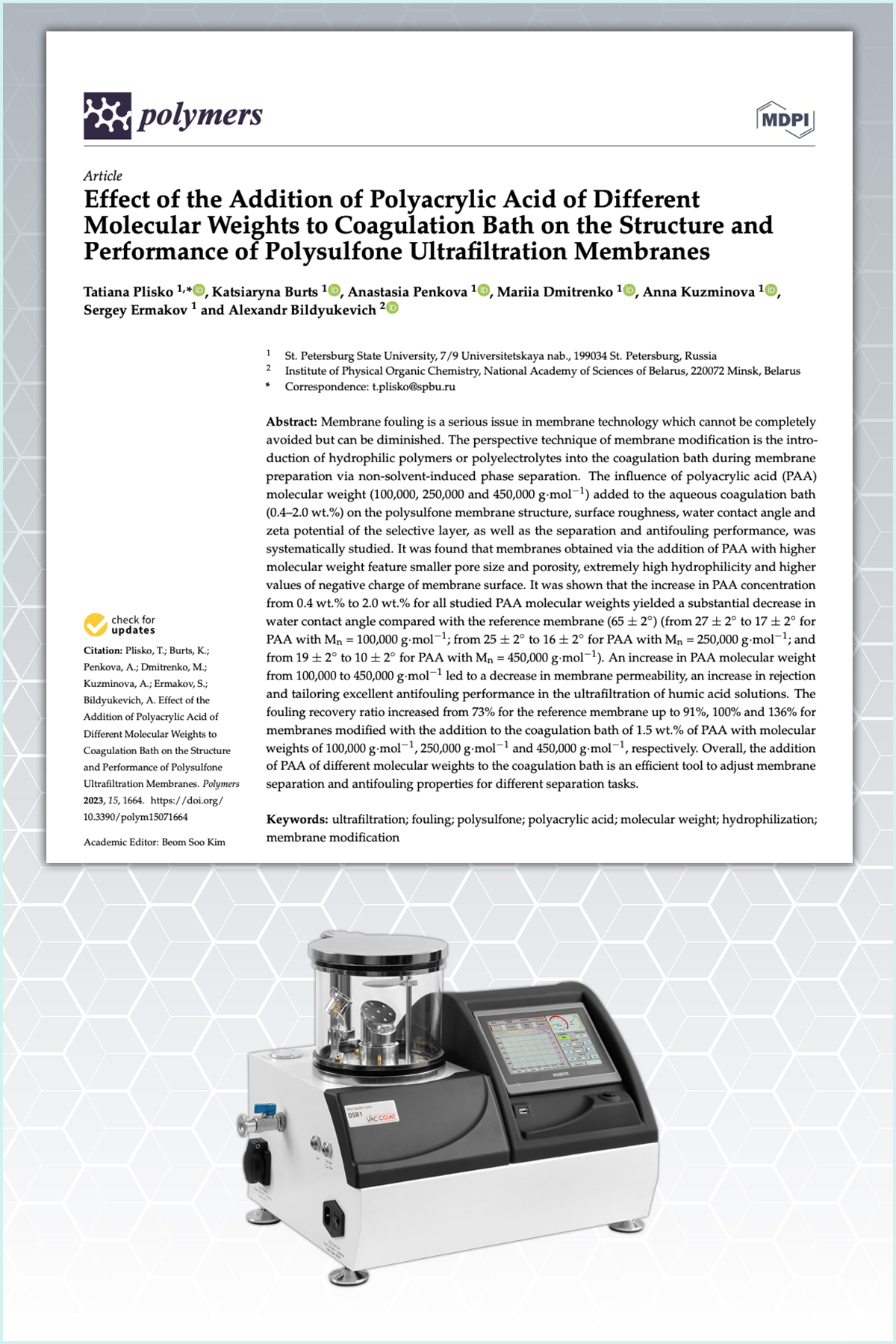Effect of the Addition of Polyacrylic Acid of Different Molecular Weights to Coagulation Bath on the Structure and Performance of Polysulfone Ultrafiltration Membranes