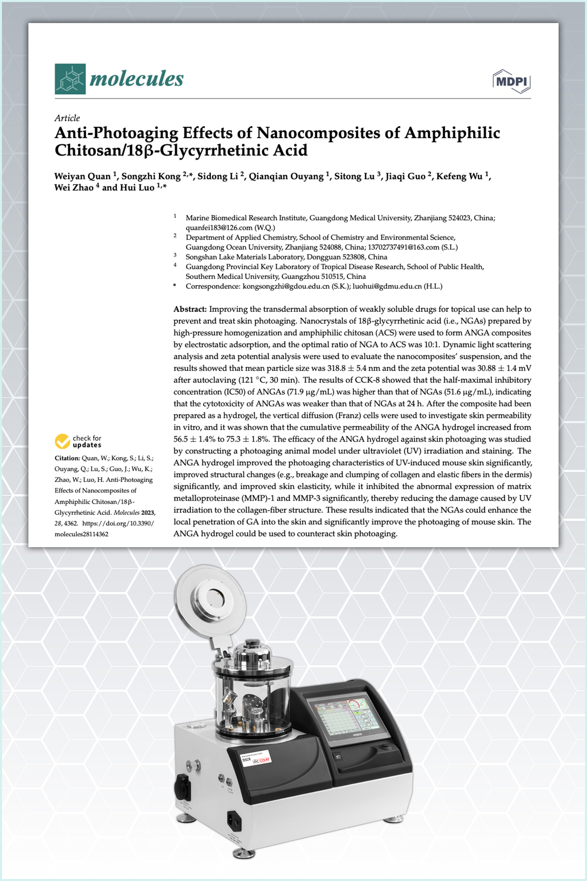 Anti-Photoaging Effects of Nanocomposites of Amphiphilic Chitosan/18β-Glycyrrhetinic Acid