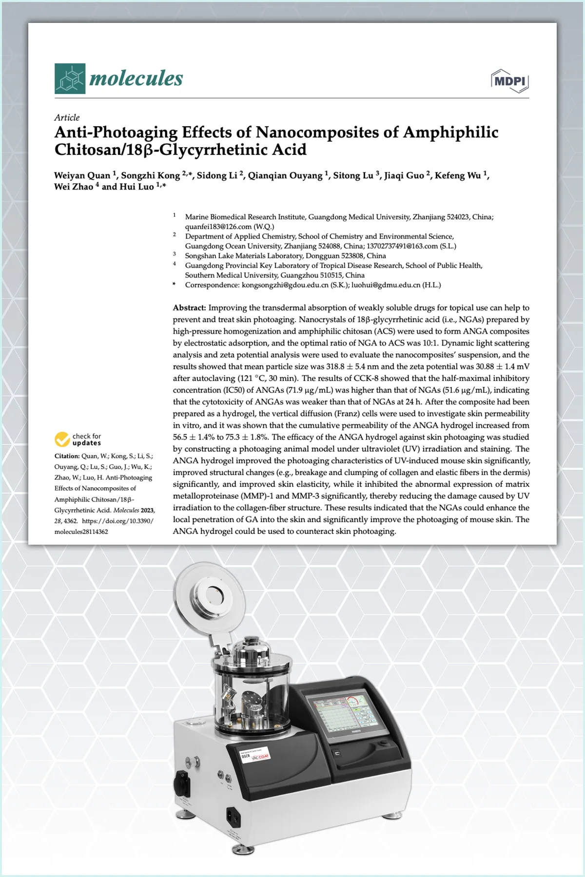 Anti-Photoaging Effects of Nanocomposites of Amphiphilic Chitosan/18β-Glycyrrhetinic Acid